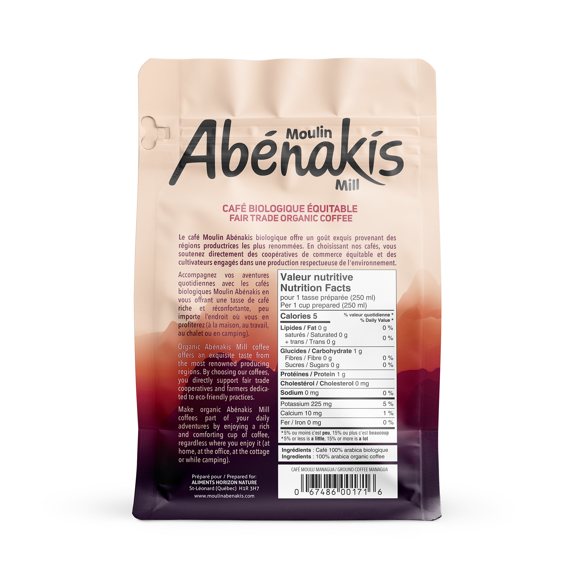 Café moulu velouté Managua, biologique et équitable