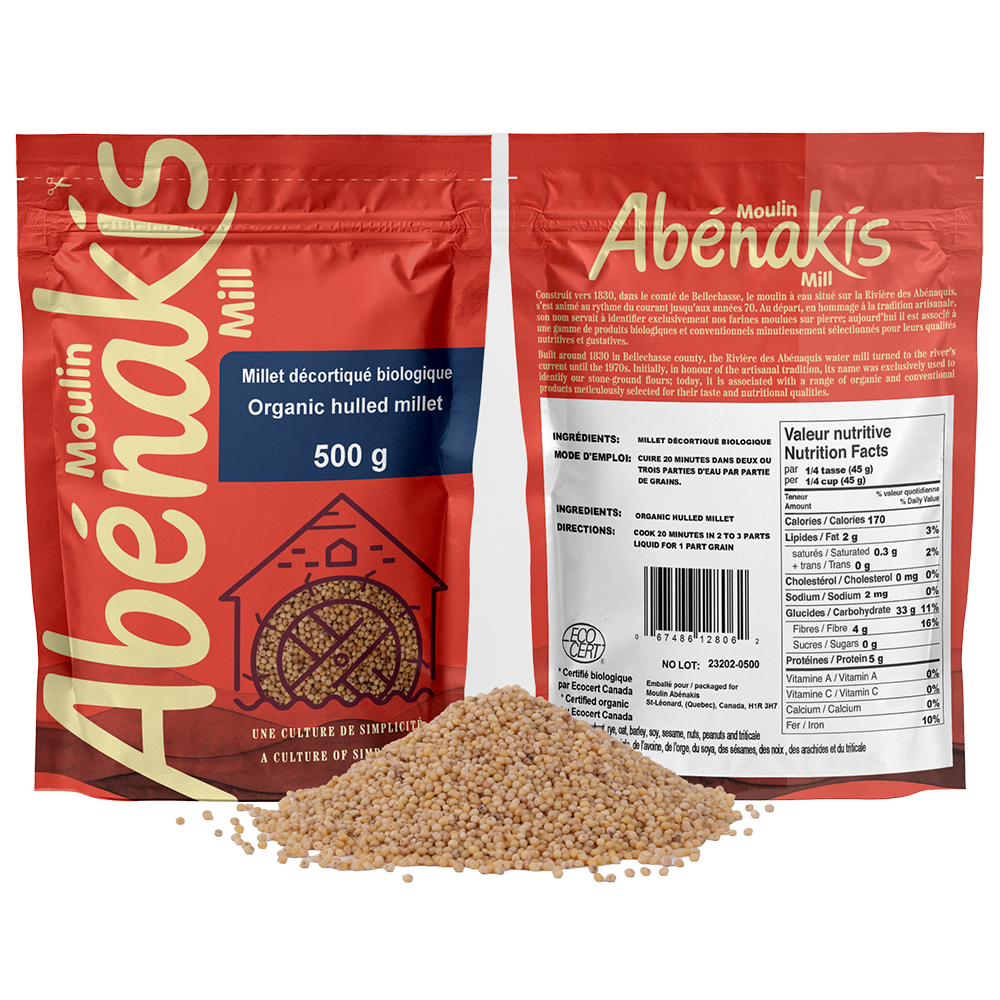 Graines de millet décortiqué 100% biologique - Moulin Abénakis