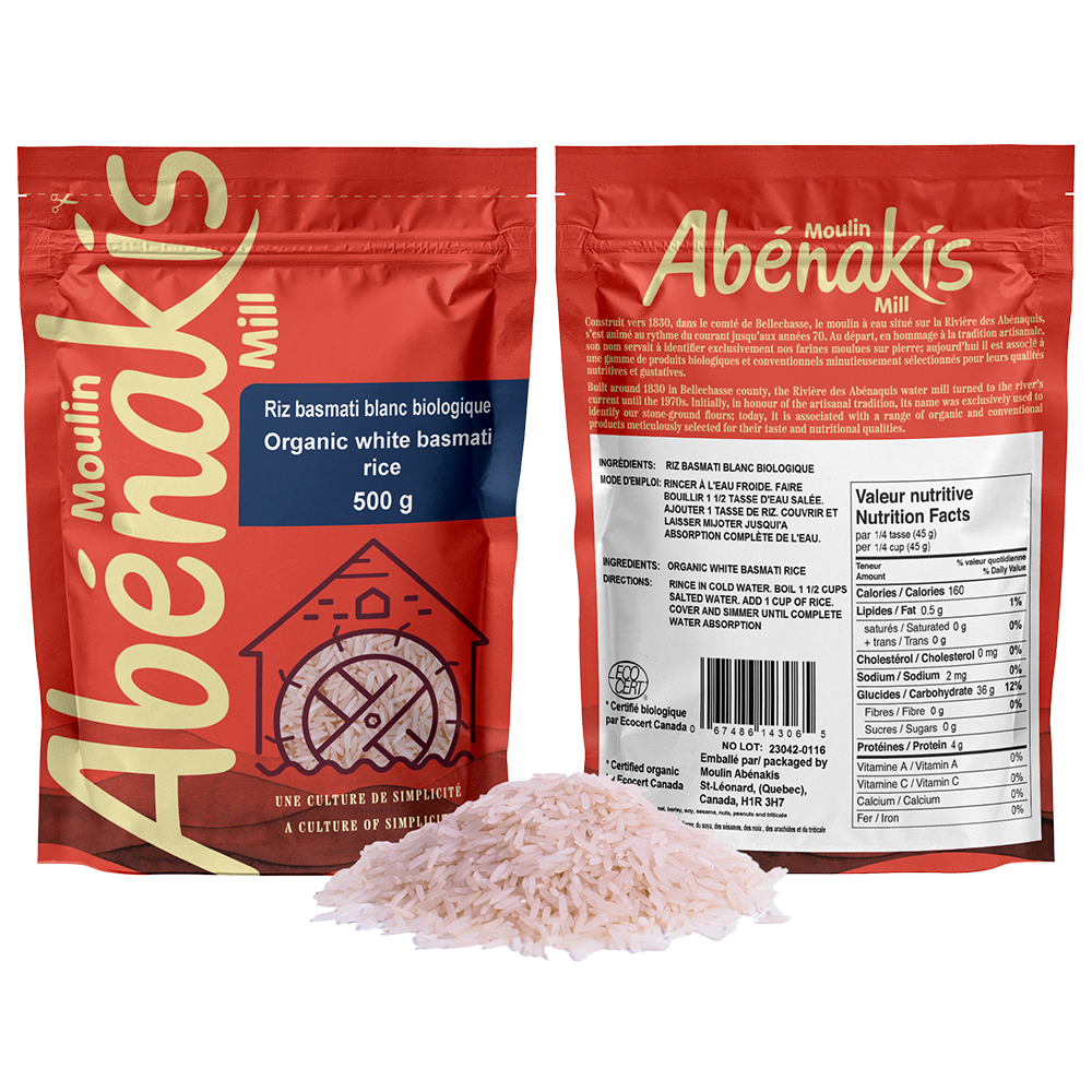 Riz basmati blanc 100% biologique - Moulin Abénakis