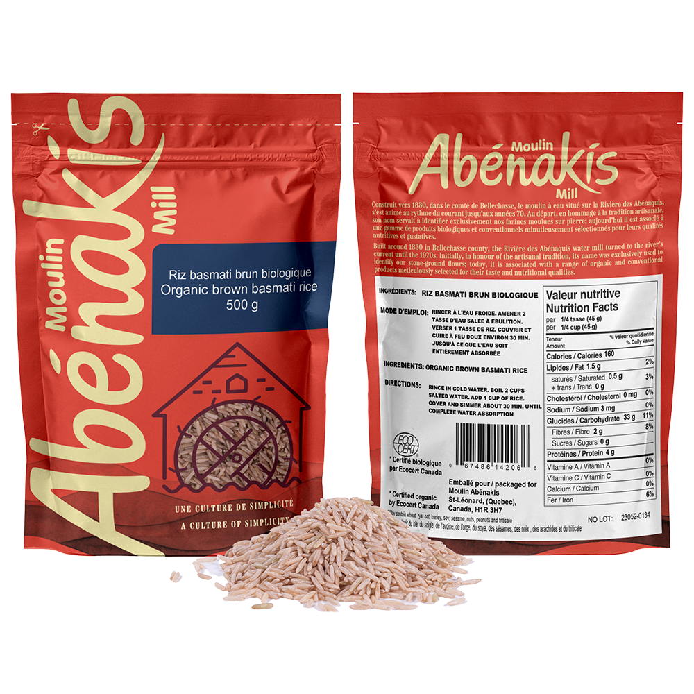 Riz basmati brun 100% biologique - Moulin Abénakis