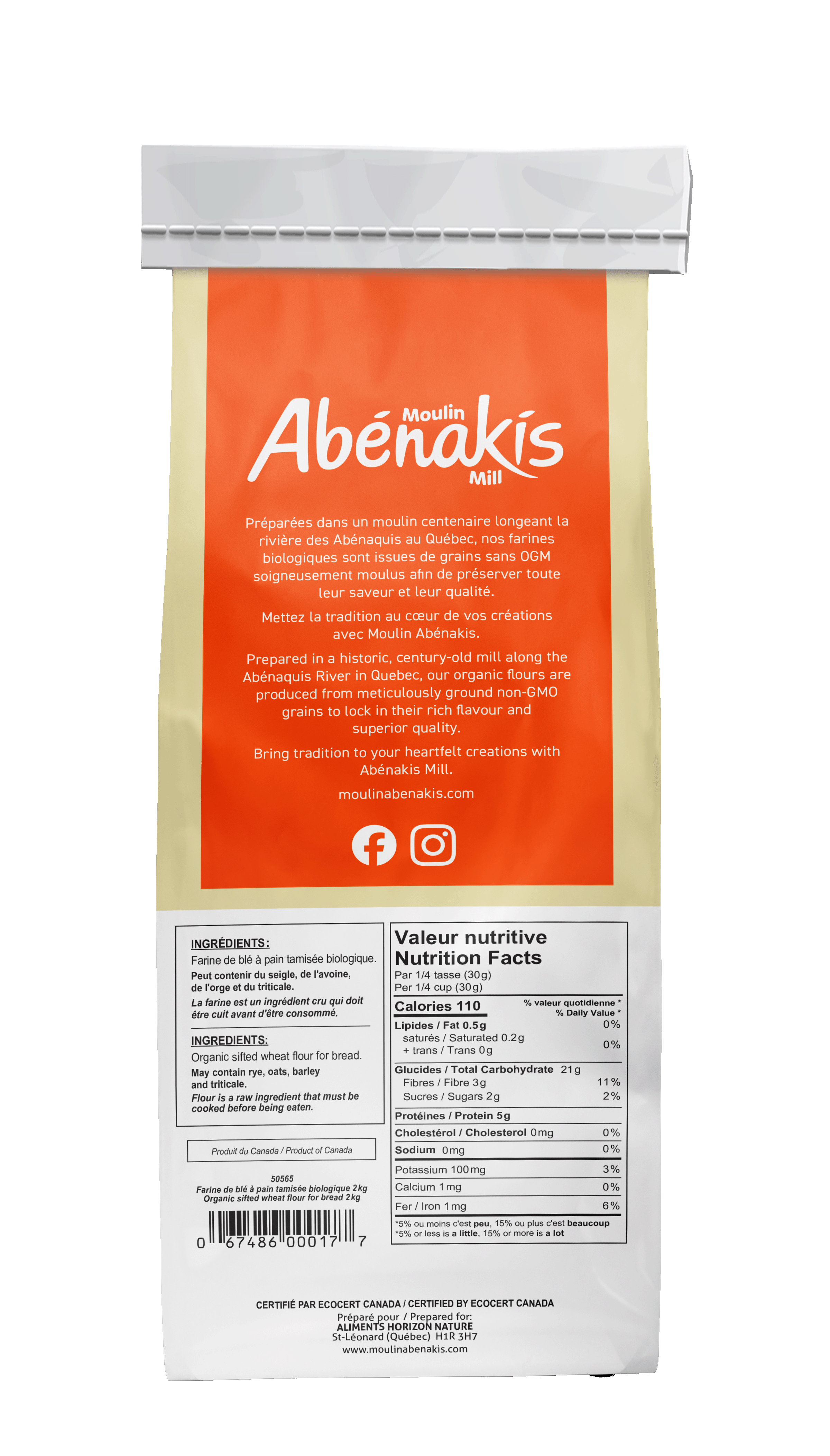 Farine de blé à pain tamisée biologique