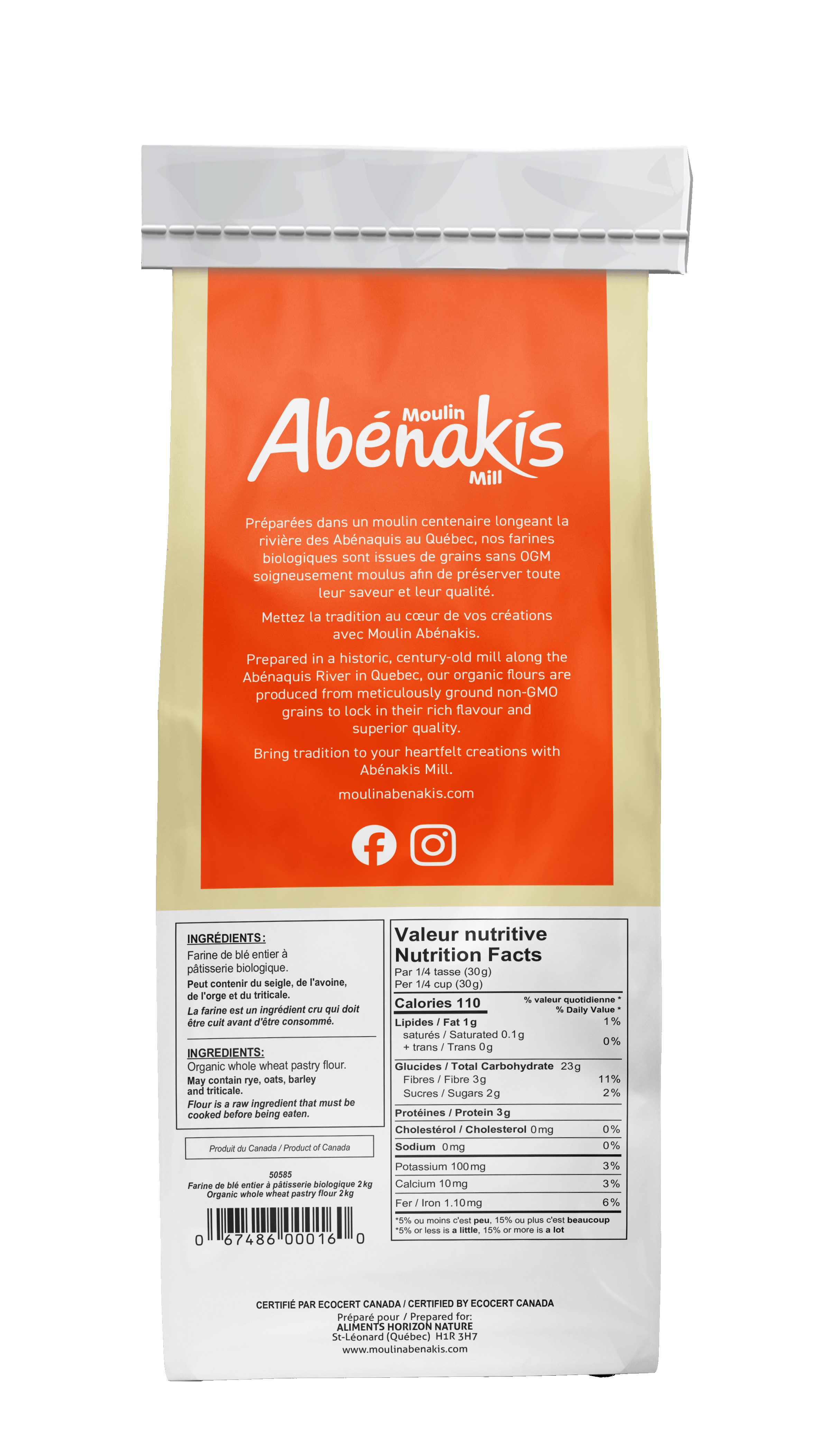 Farine de blé entier àpâtisserie biologique