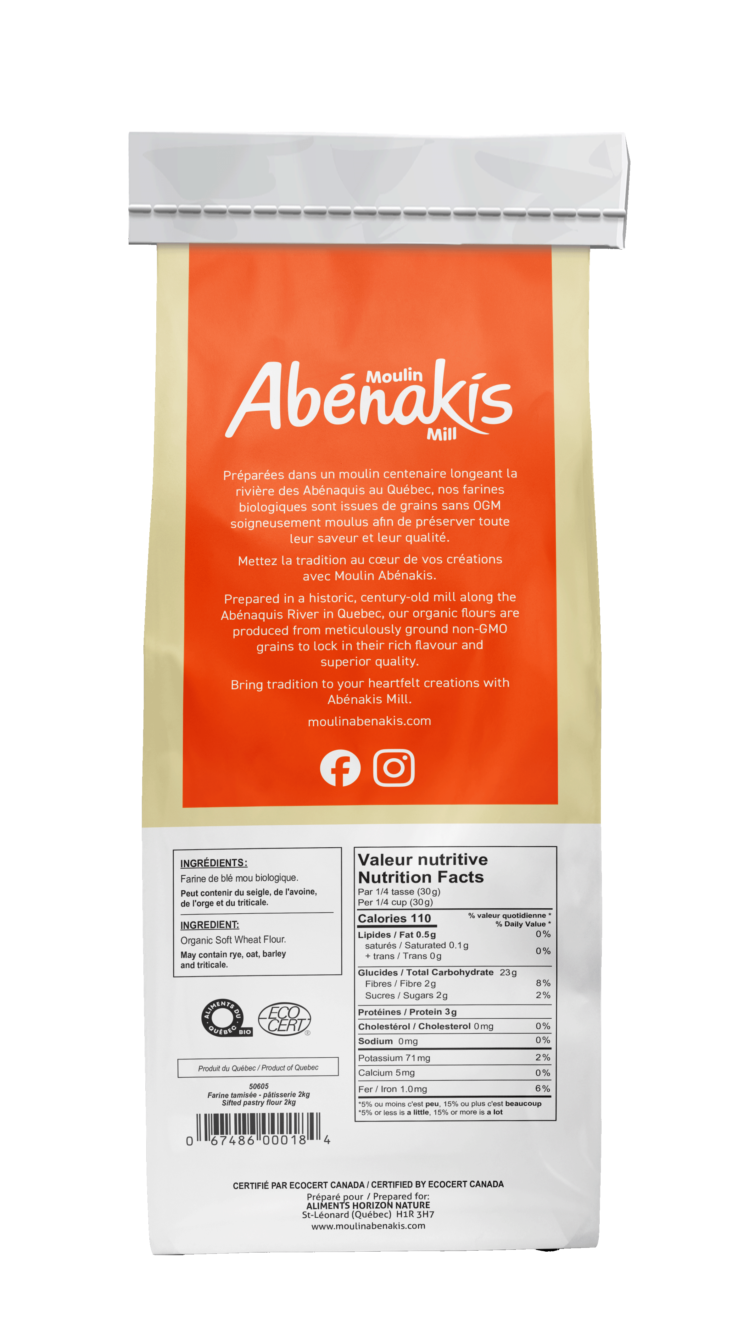 Farine de blé à pâtisserietamisée biologique