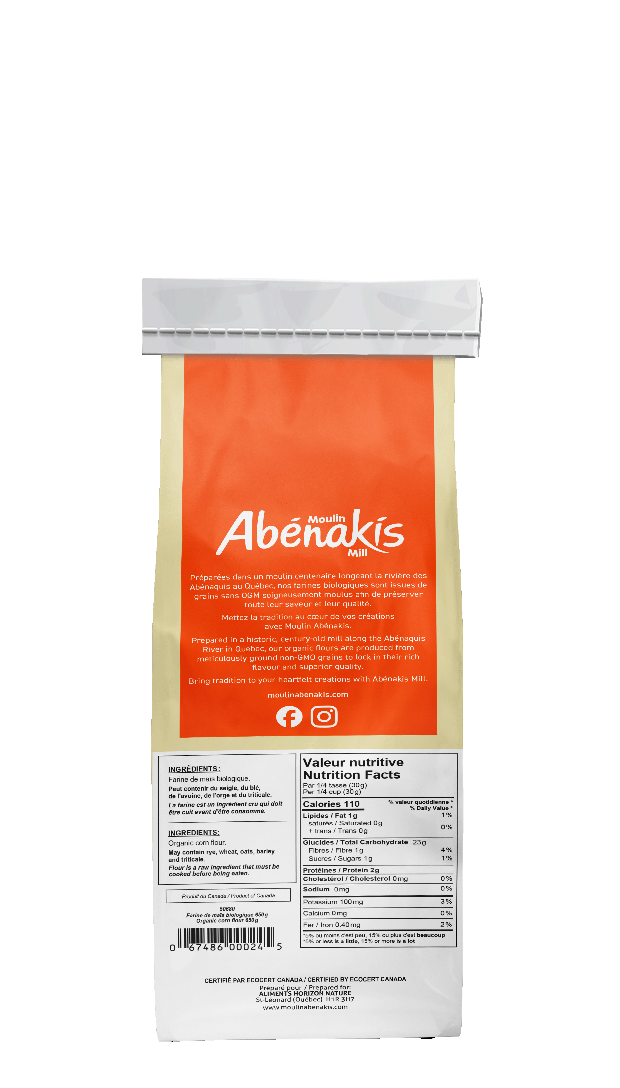 Farine de maïs biologique