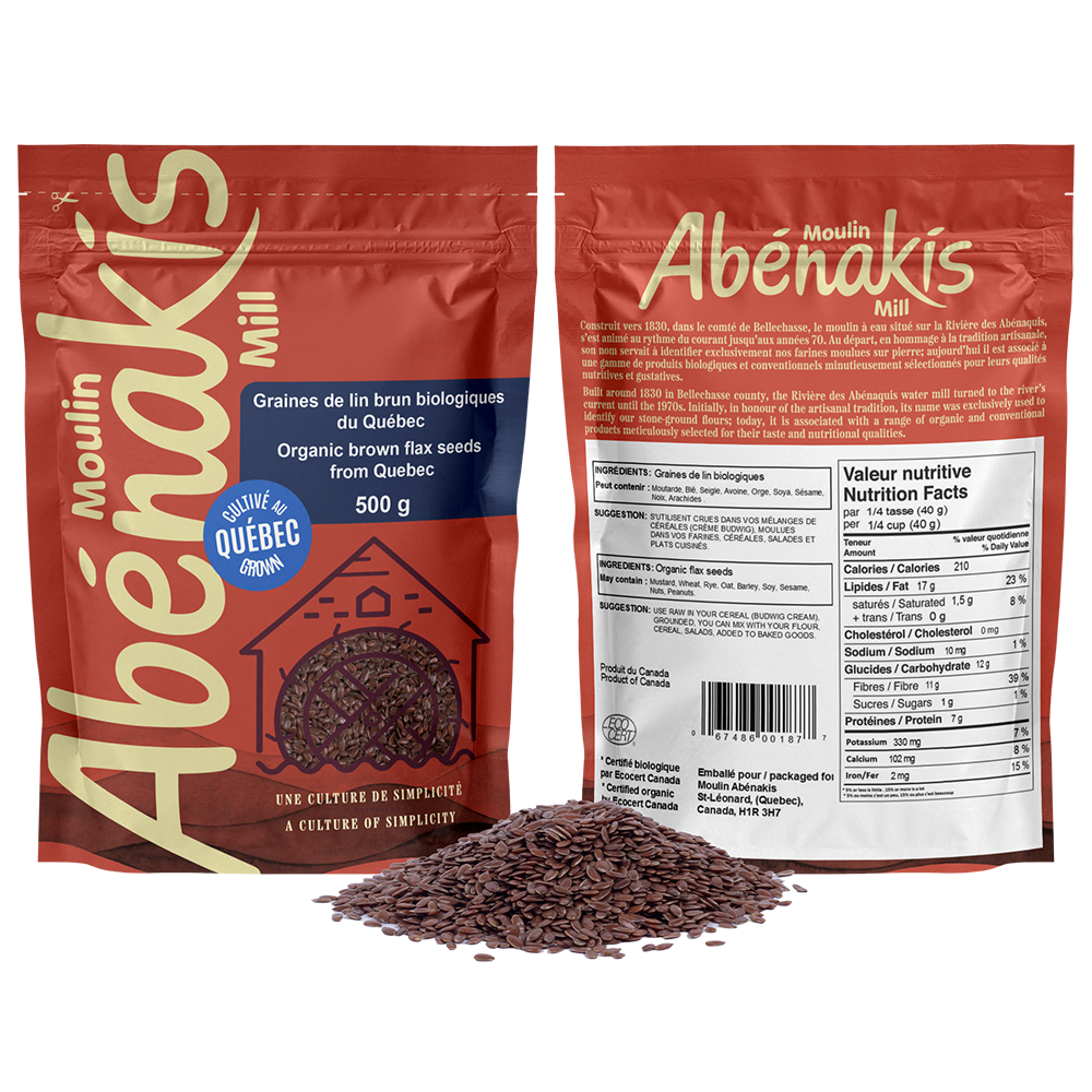 Graines de lin brun 100% biologique du Québec - Moulin Abénakis