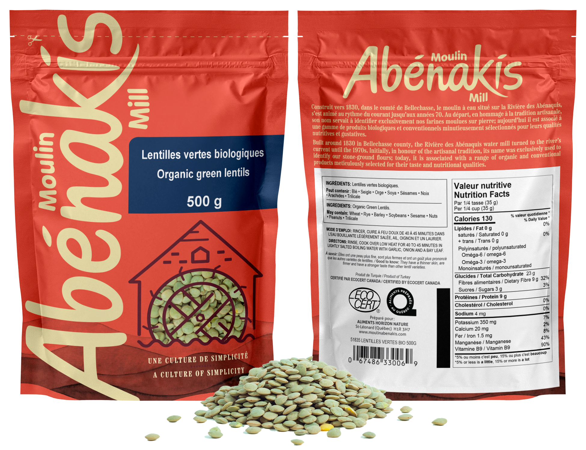 Lentilles vertes biologiques