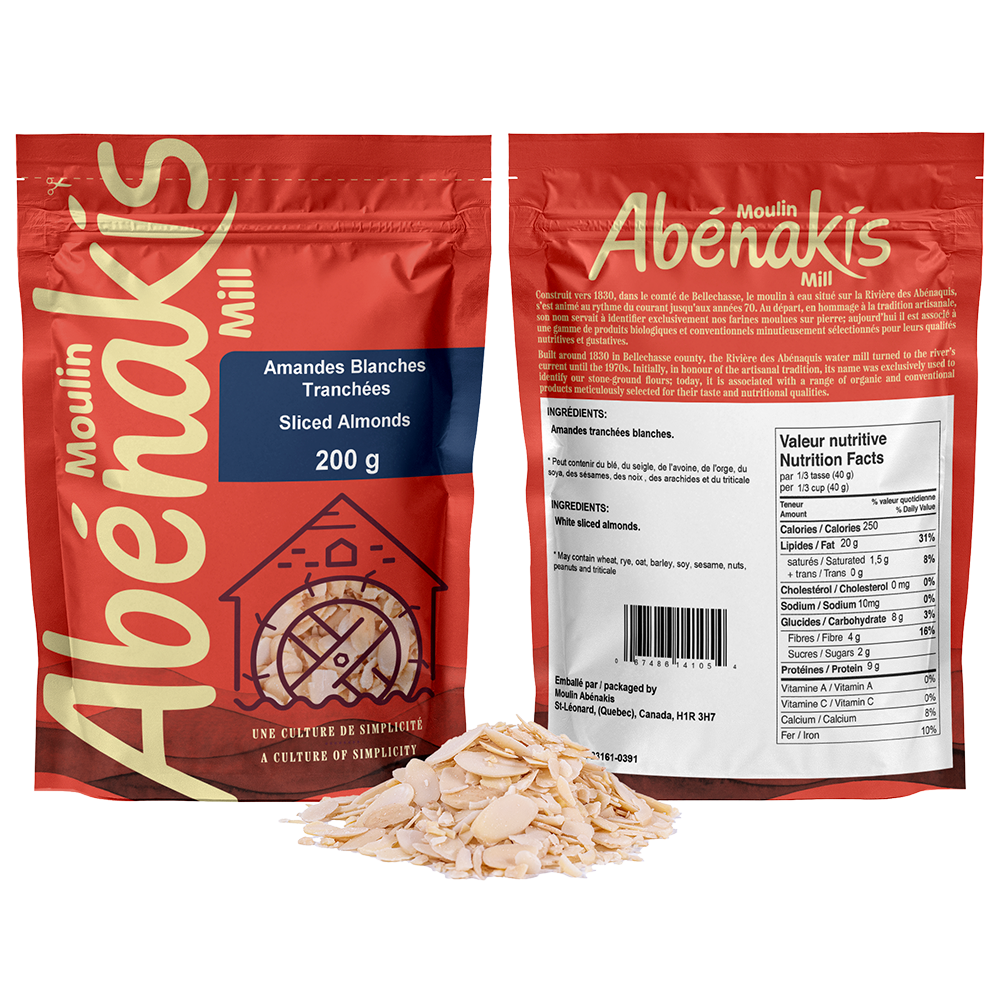 Amandes blanches tranchées - Moulin Abénakis